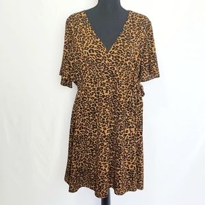 Time and Tru Animal Print Faux Wrap Dress